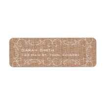 Rustic Burlap Print Wedding Address Labels