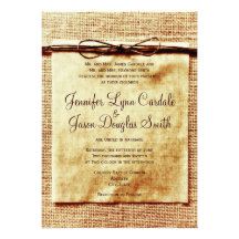 Rustic Burlap Twine Distressed Wedding Invitation