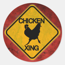 Rustic Chicken Crossing Sign Sticker
