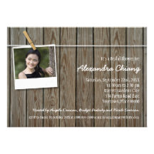 Rustic Clothesline Photo Bridal Shower Invitations
