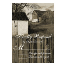 Rustic Country Barn Wood Grain Wedding RSVP Cards