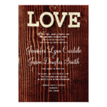 Rustic Country Barn Wood LOVE Wedding Invitations