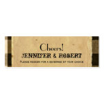 Rustic Country Black Sepia Wedding Drink Tickets Business Card Template