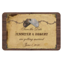 Rustic Country Cowboy Hats Wedding Save the Date Vinyl Magnets