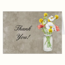 Rustic Country Mason Jar Bouquet Crackle Swirls cards