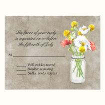 Rustic Country Mason Jar Bouquet Crackle Swirls invitations
