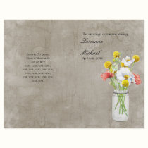 Rustic Country Mason Jar Bouquet Wedding Program flyers