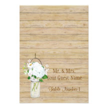 Rustic Country Mason Jar Flowers White Hydrangeas Personalized Invitation