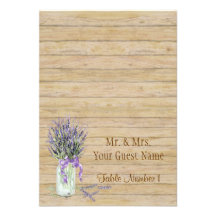 Rustic Country Mason Jar French Lavender Bouquet Personalized Invite