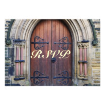Rustic Country Wedding Old Wooden Door RSVP Card