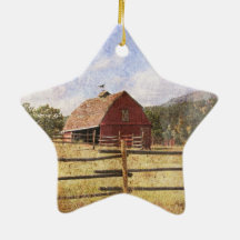 Rustic Country Western Barn Ornament