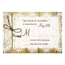 Rustic Country Wood Lace Wedding RSVP Cards