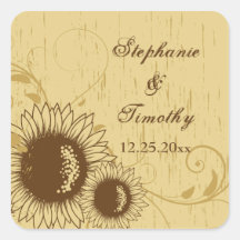 Rustic distressed sunflower wedding stickers
