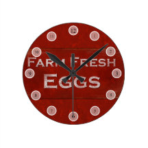 Rustic Eggs Sign Wall Clock