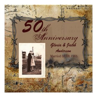 Rustic Farm Barbed Wire country anniversary party Personalized Invites