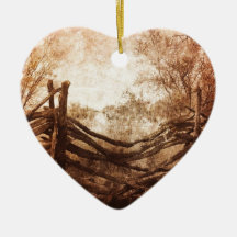 Rustic Farm Fence Post Landscape Christmas Tree Ornament