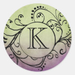 Rustic Green and Purple Bohemian  Flourish Stickers