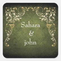 rustic green regal envelope seal sticker