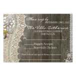 Rustic Lace Wood Floral  Wedding Reception RSVP Personalized Invitations