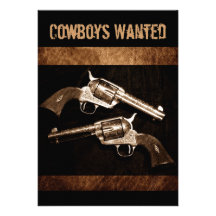 Rustic leather outlawcountry pistols western party announcement