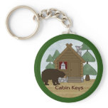 Rustic Lodge: Country Cabin Keys with Bear Keychain