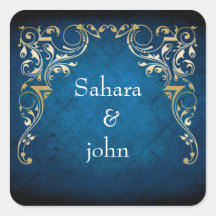 rustic "navy blue" regal envelope seal square stickers