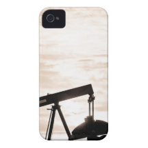 Rustic Oil Well Pump Vertical Sepia iPhone 4 Cases