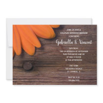 Rustic Orange Daisy Country Couples Wedding Shower Custom Invitations