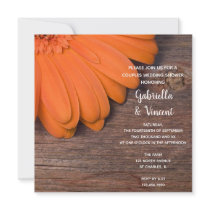 Rustic Orange Daisy Country Couples Wedding Shower Custom Invitations