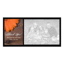 Rustic Orange Daisy Country Thank You Photo Card