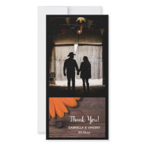 Rustic Orange Daisy Country Thank You Photo Card