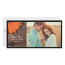 Rustic Orange Daisy Country Thank You Photo Card