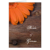 Rustic Orange Daisy Country Wedding Invitation Card