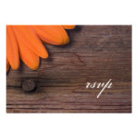 Rustic Orange Daisy Country Wedding Response Card Announcements