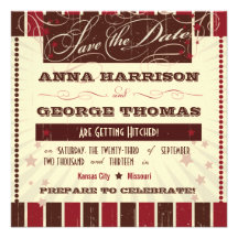 Rustic Poster: Chocolate Burgundy Save the Date Personalized Announcement