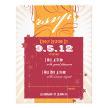 Rustic Poster: Pink & Orange Wedding RSVP Invites
