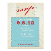 Rustic Poster: Red, White & Blue Wedding RSVP Personalized Announcement