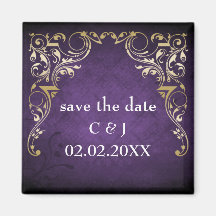 rustic purple regal save the date magnets