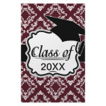 rustic red diamond damask pattern graduation stationery