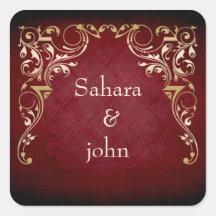 rustic red regal envelope seal square stickers