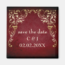 rustic red regal save the date magnets