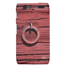Rustic Red Wood With Metal Ring RAZR Case Motorola Droid RAZR Cover