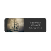 rustic retro vintage sail boat ocean waves sailor custom return address labels