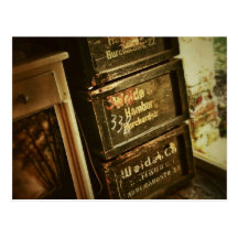 Rustic Stacked Wooden Boxes Crates Faded Postcards