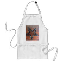 Rustic Star Burned into Wood Table Pyrography Aprons