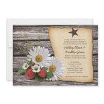 Rustic Strawberry Daisy Wedding Invitation