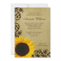 Rustic Sunflower Swirls Bridal Shower Invitation