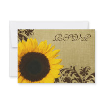 Rustic Sunflower Swirls Wedding RSVP Response Card Custom Invites