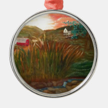 Rustic Sunset on the Farm Christmas Ornaments