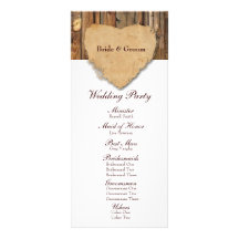 Rustic Tattered Heart Wood Wedding Program Rack Card